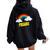 Present Cute arcastic Retrointage Rainbow レディース オーバーサイズ パーカー バックプリント 黒