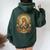 Ave Maria 聖母マリア 花柄 カトリック 祈りの肖像画 レディース オーバーサイズ パーカー バックプリント ネイビーブルー
