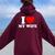 I Love My Wife I Heart My Wifealentines Day レディース オーバーサイズ パーカー バックプリント マルーン