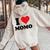 I Heart Momo ファーストネーム I Love パーソナライズ レディース オーバーサイズ パーカー バックプリント Sand I Heart Momo ファーストネーム I Love パーソナライズ レディース オーバーサイズ パーカー バックプリント Sand