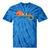 Canoe Retro Vintage Sunset Rainbow Raglan Baseball Tee Tie-Dye T-Shirts Blue Tie-Dye