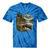 Lakeside Canoe Cabin Escape Scene Raglan Baseball Tee Tie-Dye T-Shirts Blue Tie-Dye