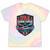 USA Canoe Kayak Paddling American Flag Emblem Tie-Dye T-Shirts Hazy Rainbow Tie-Dye
