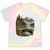 Women's Lakeside Canoe Cabin Escape Scene Tie-Dye T-Shirts Hazy Rainbow Tie-Dye
