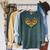 Canoe Heart Cute Minimalist Paddling Adventure Raglan Sleeve Sweatshirt Heather Blue Lagoon