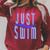 Just Swim Swimmer Swimming Raglan Sleeve Sweatshirt Heather Dust