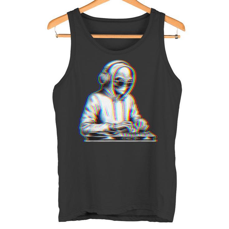 Alien Dj Edm Musique Ovni Avec Lunettes Deoleil Raver Débardeur e