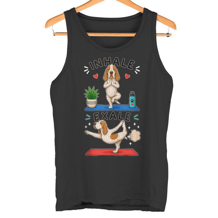 Bracco Italiano Haciendo Yoga Inhalar Exale Digor Divertido In Mangas Camiseta sin mangas