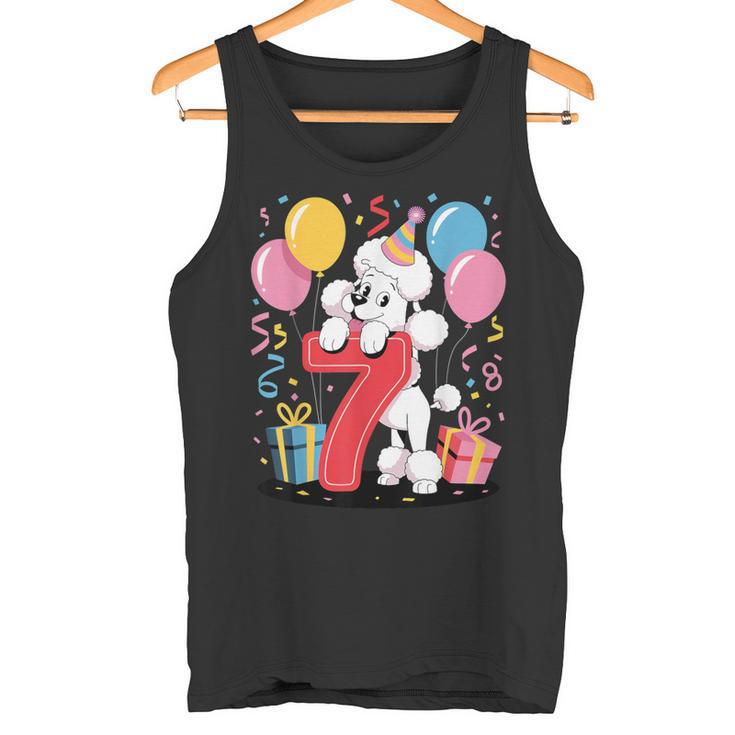 Caniche Perro 7 Cumpleaños Niño Niña 7 Añosiete Caniche Camiseta sin mangas