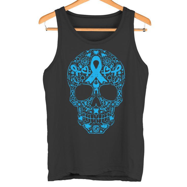 Cráneo De Azúcar Cinta Azul Claro Concienciaobre El Cáncer De Próstata Camiseta sin mangas