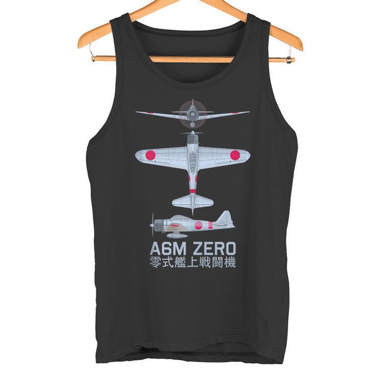 Diagrama Del Avión De Combate Japonés A6m Zero Ww2 In Mangas Camiseta sin mangas
