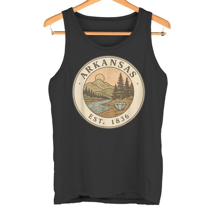 Emblema Retro De Paisaje De Orgullo De Arkansas Camiseta sin mangas