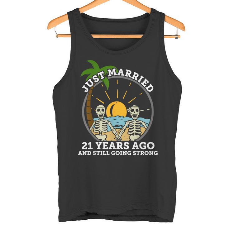 Esqueleto De Aniversario De Boda Pareja Casada Hace 21 Años Camiseta sin mangas