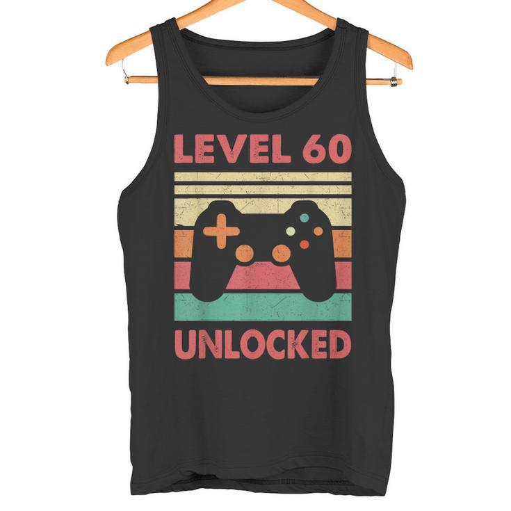 Hombre Nivel 60 Desbloqueado –Intage 60 Cumpleaños Gaming Gamer Retro Camiseta sin mangas
