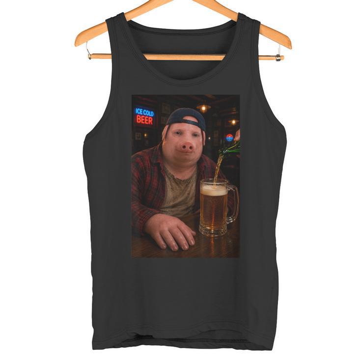 John Pork Bere Birra Pub Divertente Brainrot Meme Papà Canotta