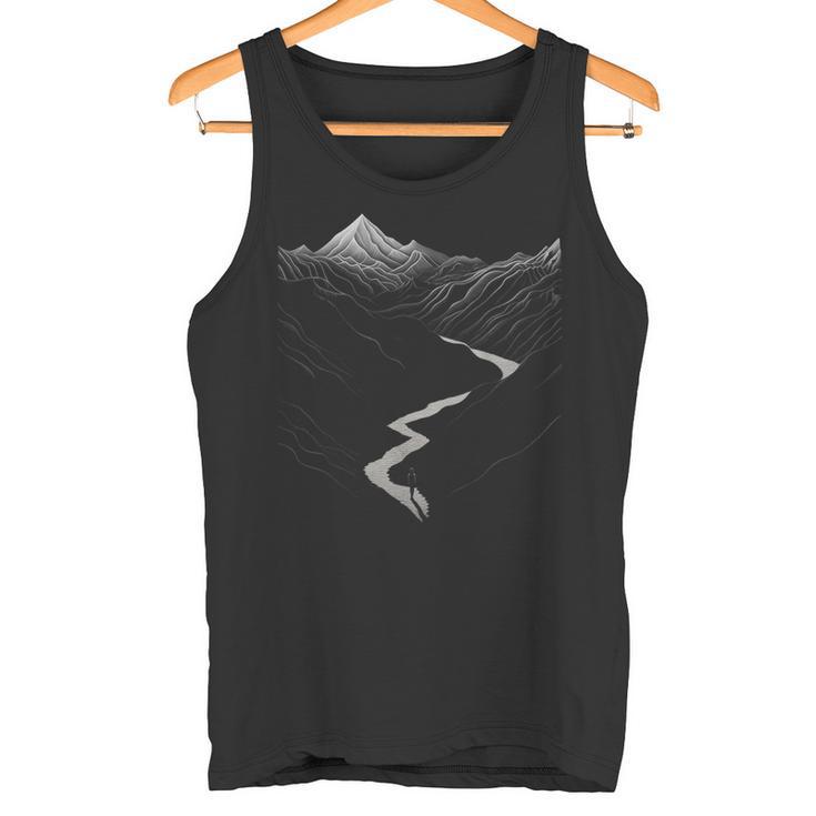 Naturaleza Dibujo Montañas Arte Diseño Gráfico Camiseta sin mangas