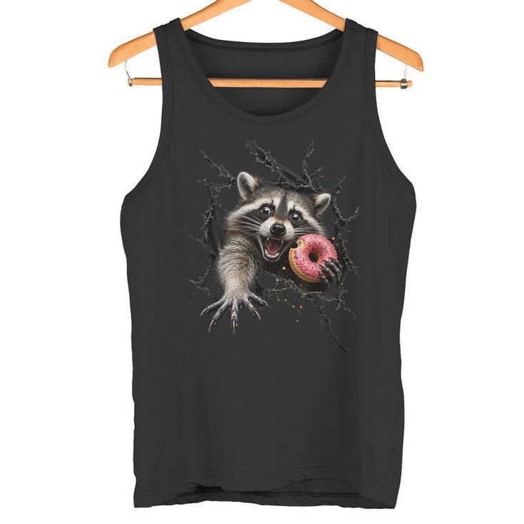 Raton Laveur Drôle Gourmand Avec Donut Rose Humour Animal 3D Débardeur e