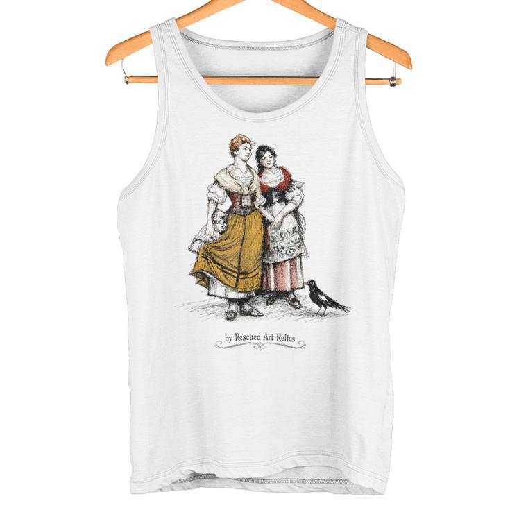 Señorasintage Y Urraca Arte Antiguo Bosquejo Camiseta sin mangas