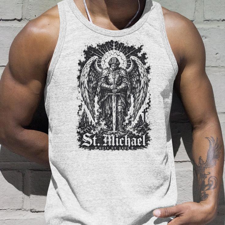 San Miguel Quis Ut Deus Arcángel Protector Camiseta sin mangas Regalos para él