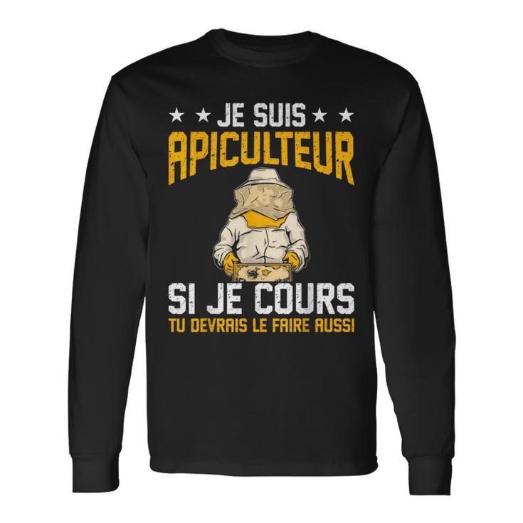 Abeille Je Cours Tu Devrais Le Faire Aussi Drôle Apiculteur T-shirt à manches longues