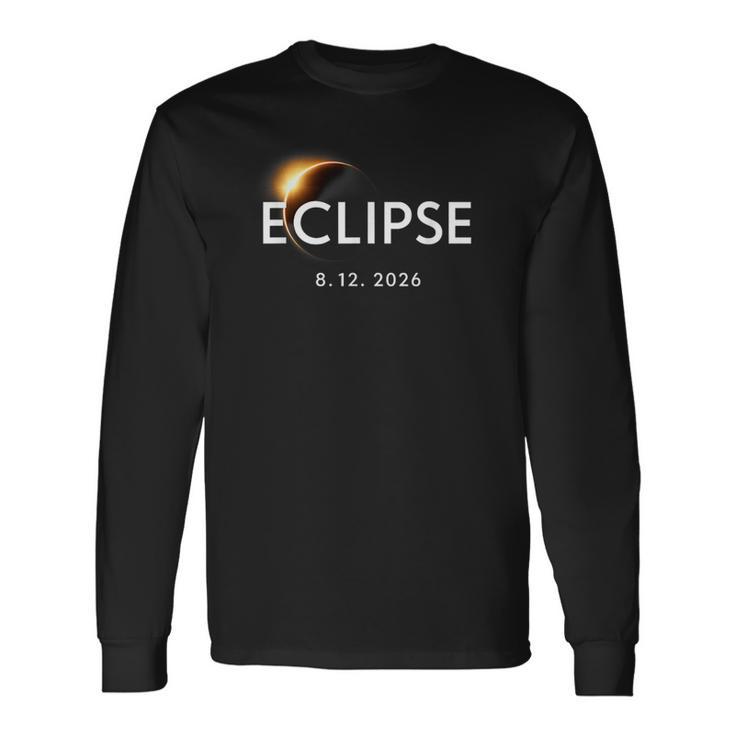 Astronomía Minimalista Eclipse De Alineaciónolar Agosto De 2026 Camiseta de manga larga