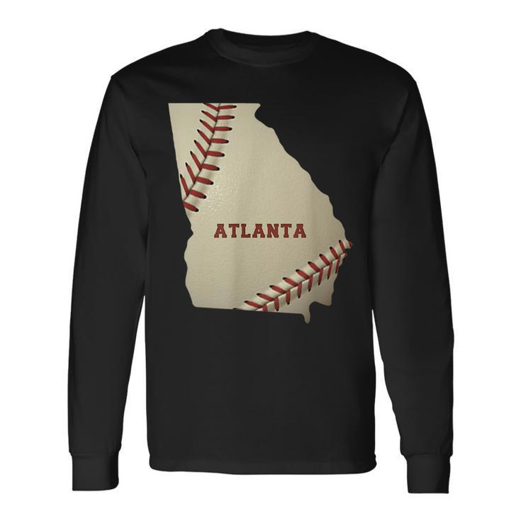 Atlanta Georgia Béisbol Estado Mapaoftbol EeUu Balonista Camiseta de manga larga