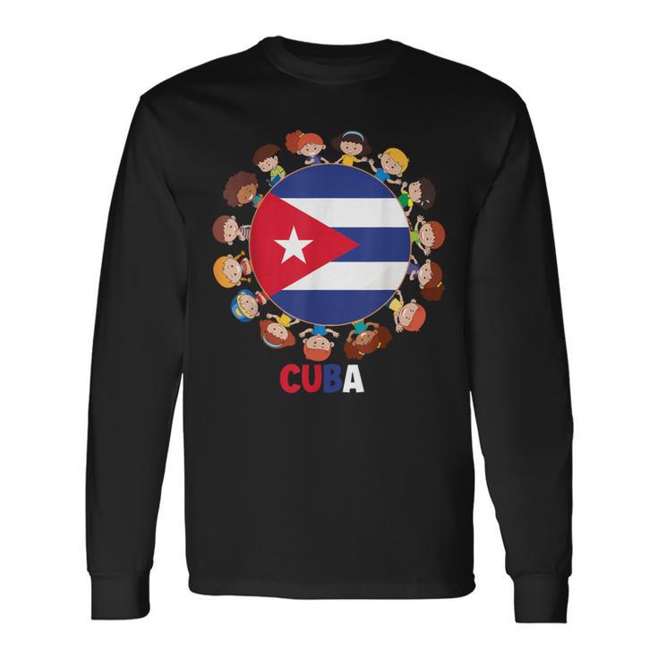 Bandera Cubana Mes De La Herencia Hispana Cuba Niños Niños Niñas Camiseta de manga larga