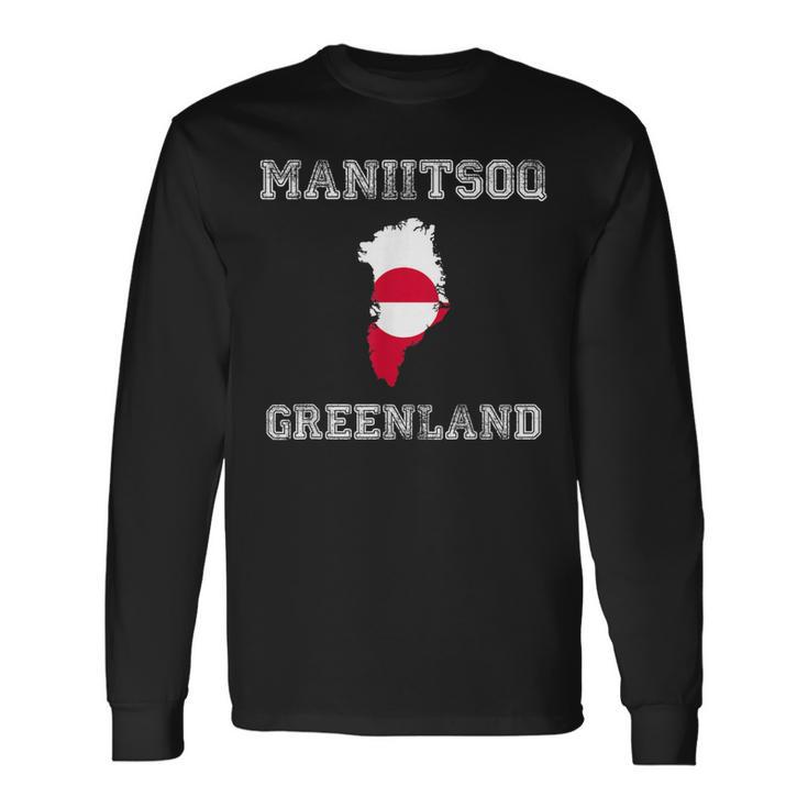 Bandera Retro Maniitsoq De Groenlandia Envejecida Camiseta de manga larga