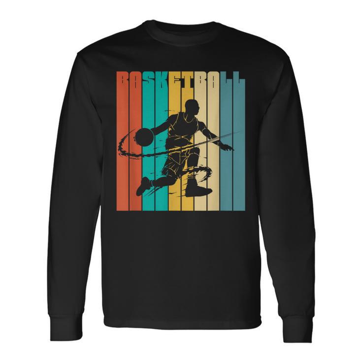 Basketball Basket Retro -Intage Basketball Camiseta de manga larga