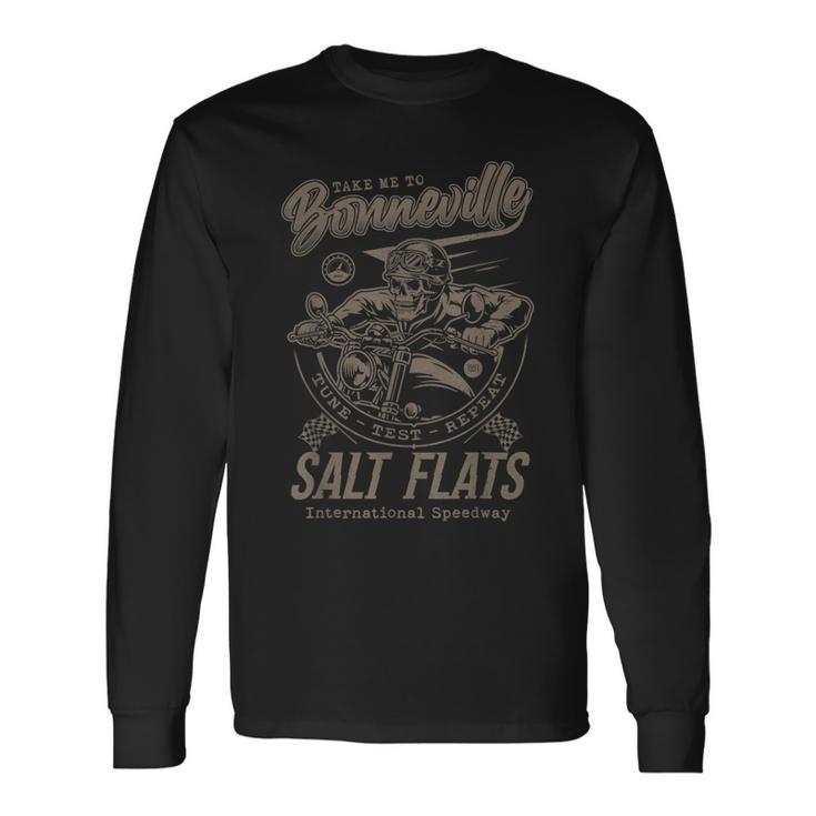 Bonnevillealt Flats Moto Racingintage Biker T-shirt à manches longues