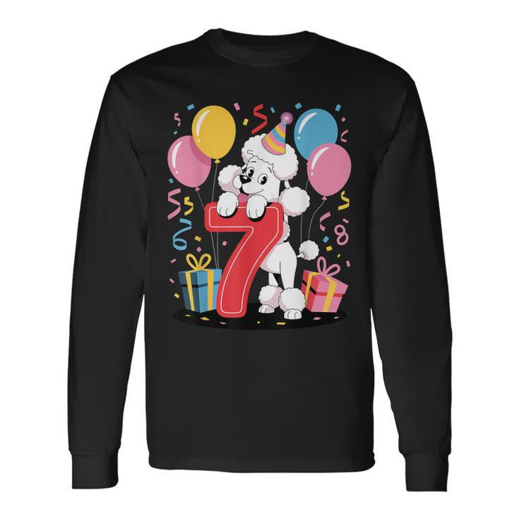 Caniche Perro 7 Cumpleaños Niño Niña 7 Añosiete Caniche Camiseta de manga larga