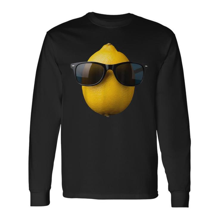 Cool Lemon Portant Des Lunettes Deoleil Drôle Fruits T-shirt à manches longues