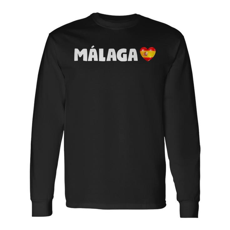 De La Ciudad De Málaga Con La Bandera De España T-shirt à manches longues