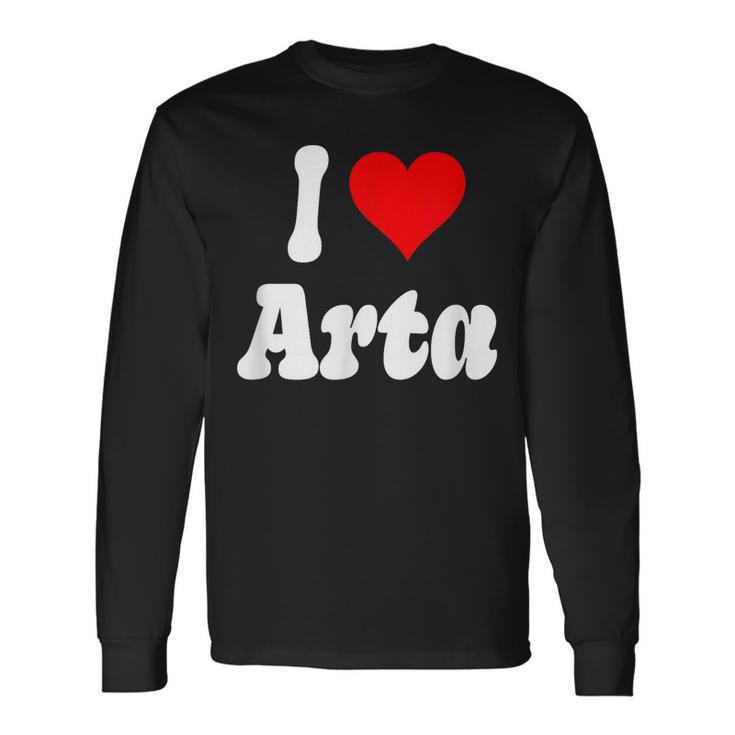 Diseño De Corazón I Love Arta Camiseta de manga larga