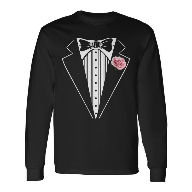 Esmoquin Divertido Disfraz De Esmoquin Rosa Para Niños Y Adultos Camiseta de manga larga