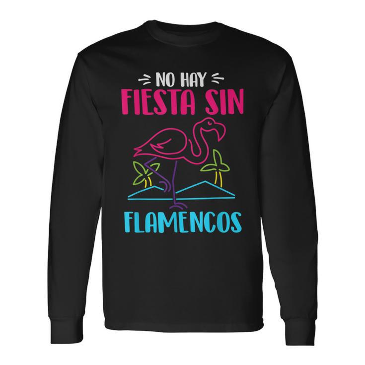 Flamenco Rosado Fiesta Pájaro Tropical Animal Flamenco Camiseta de manga larga