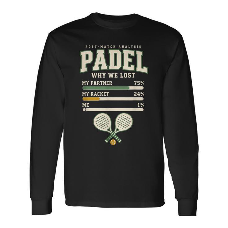 Padel Post Match Analyse Double Partenaire Joueur Cadeau T-shirt à manches longues