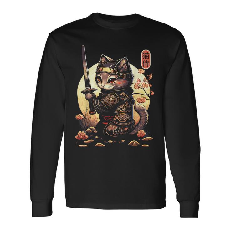 Gatoamurai Japonés Para Amantes De Los Gatos Camiseta de manga larga