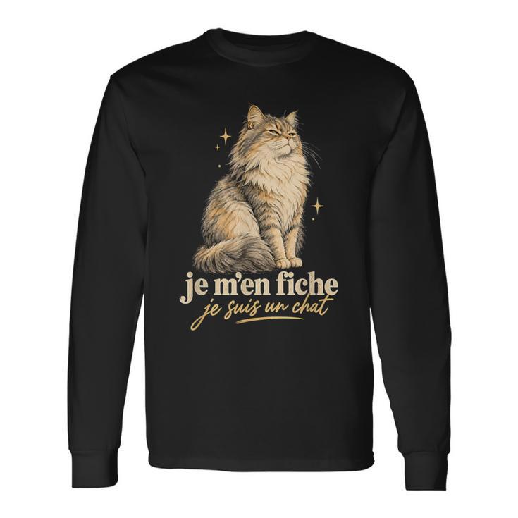 Je M'en Fiche Jeuis Un Chat Humour T-shirt à manches longues