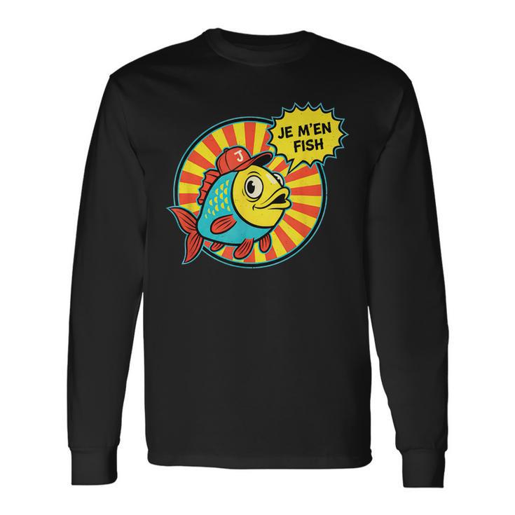 Je M'en Poisson Français Pun Cartoon Fish T-shirt à manches longues