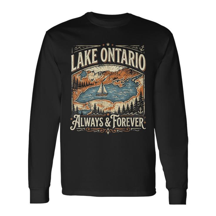 Lago Ontario Forever Canadá Usa Amistadintage Patriótico Camiseta de manga larga