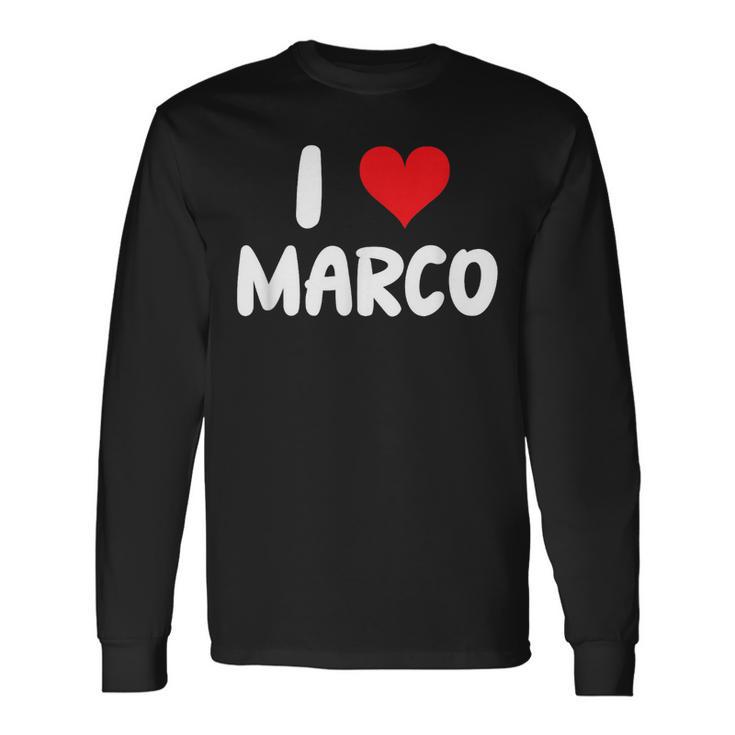 I Love Marco – Cœur – Nom T-shirt à manches longues