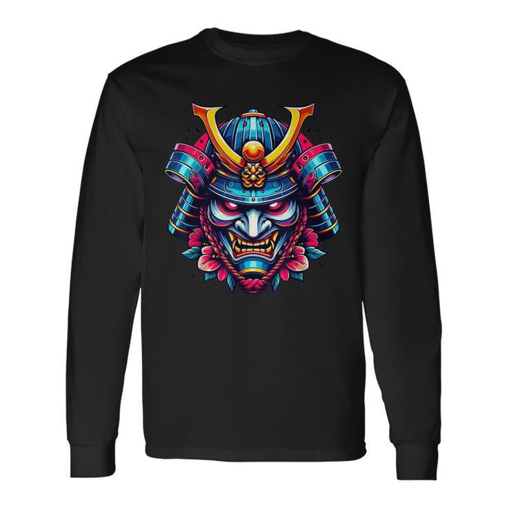 Masqueamouraï Guerrier Bushido Oni Culture Japonaise T-shirt à manches longues