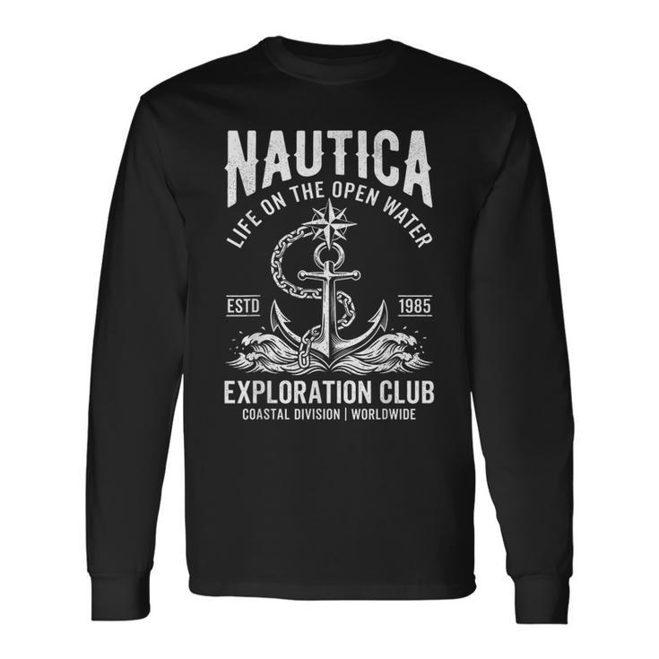 Nautica Exploration Club Vintage Anchor And Compass Graphic Long Sleeve T-Shirt