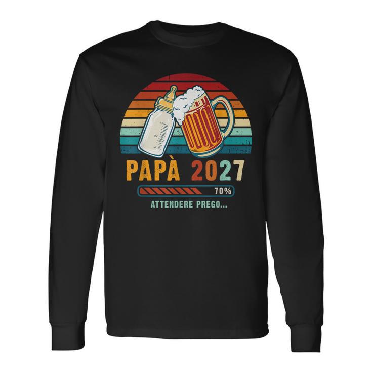 Papà 2027 Futuro Papà Annuncio Arrivo Del Bambino Maglietta a maniche lunghe