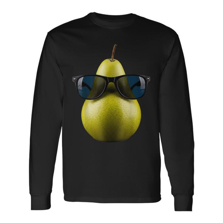Pera Fresca Con Gafas Deol Fruta Divertida Camiseta de manga larga
