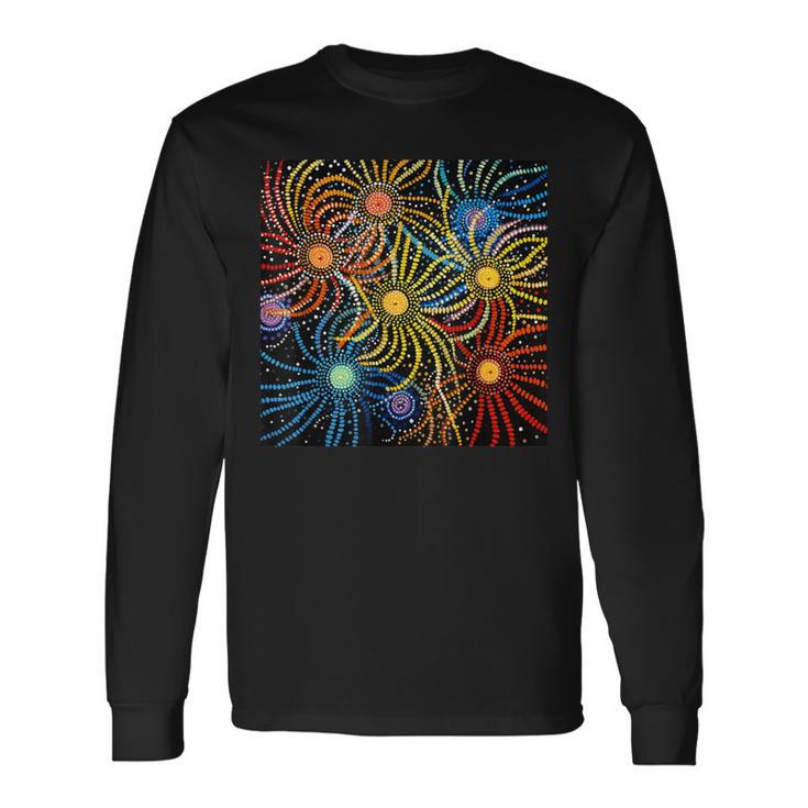 Pintura De Puntos Aborígenes Australianos Camiseta de manga larga