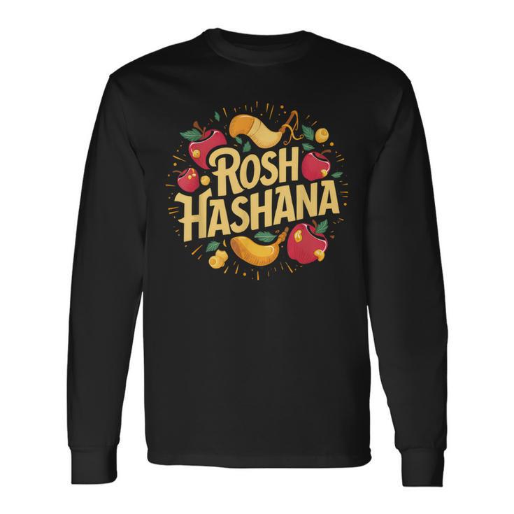 Rosh Hashaná Tradicional Judía Fiesta Divertido Rosh Hashaná Camiseta de manga larga