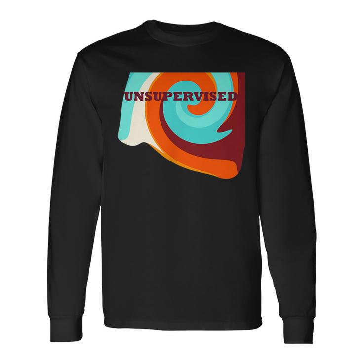 Soirée Amusante Nonupervisée Orange Bordeaux Bleu T-shirt à manches longues