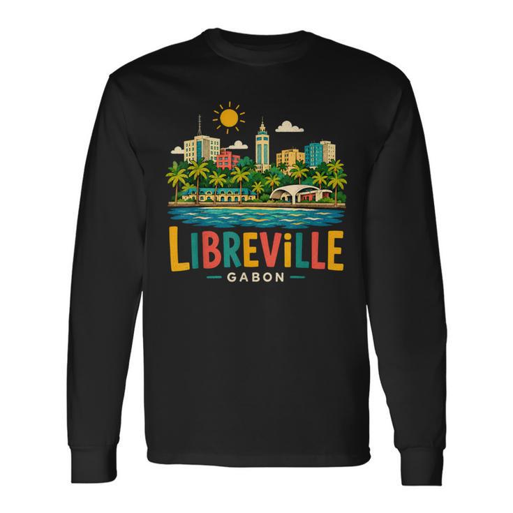 Souvenir Deoyage Libreville Gabon Dessiné À La Main T-shirt à manches longues
